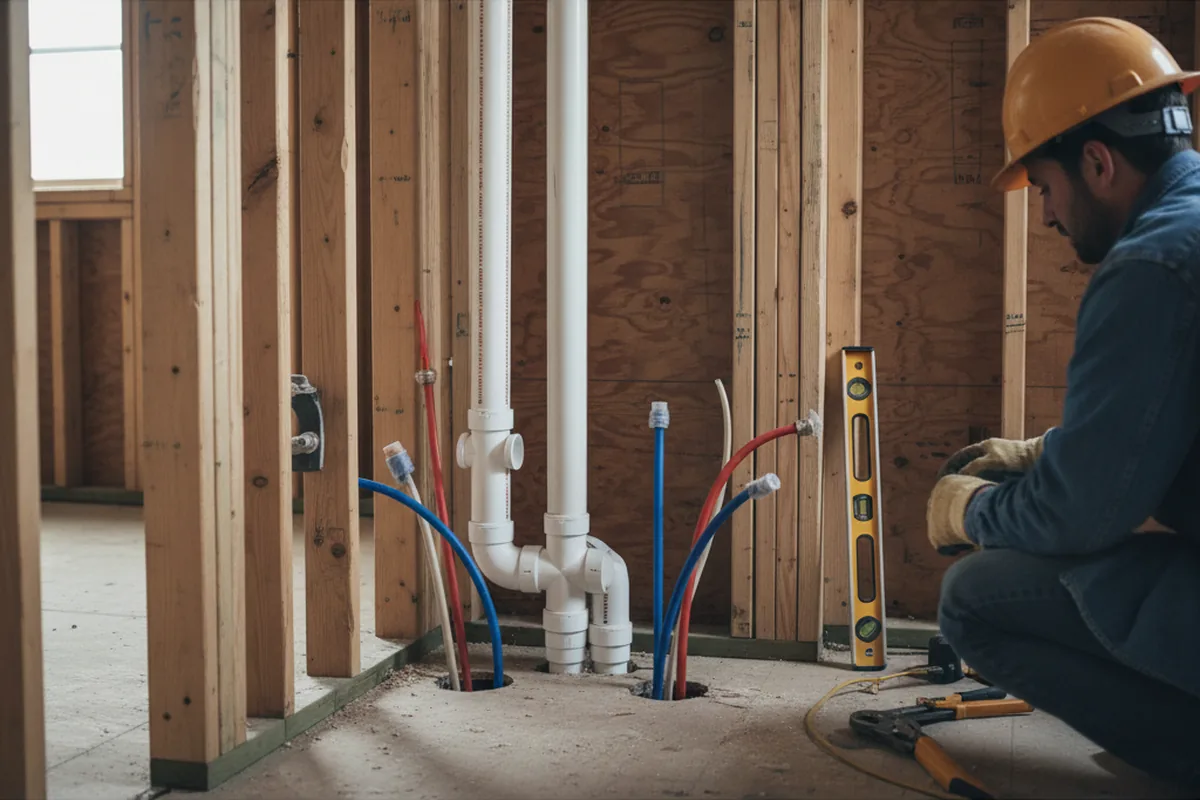 Drain and supply rough-in during Sump Pump Repair in Kelso